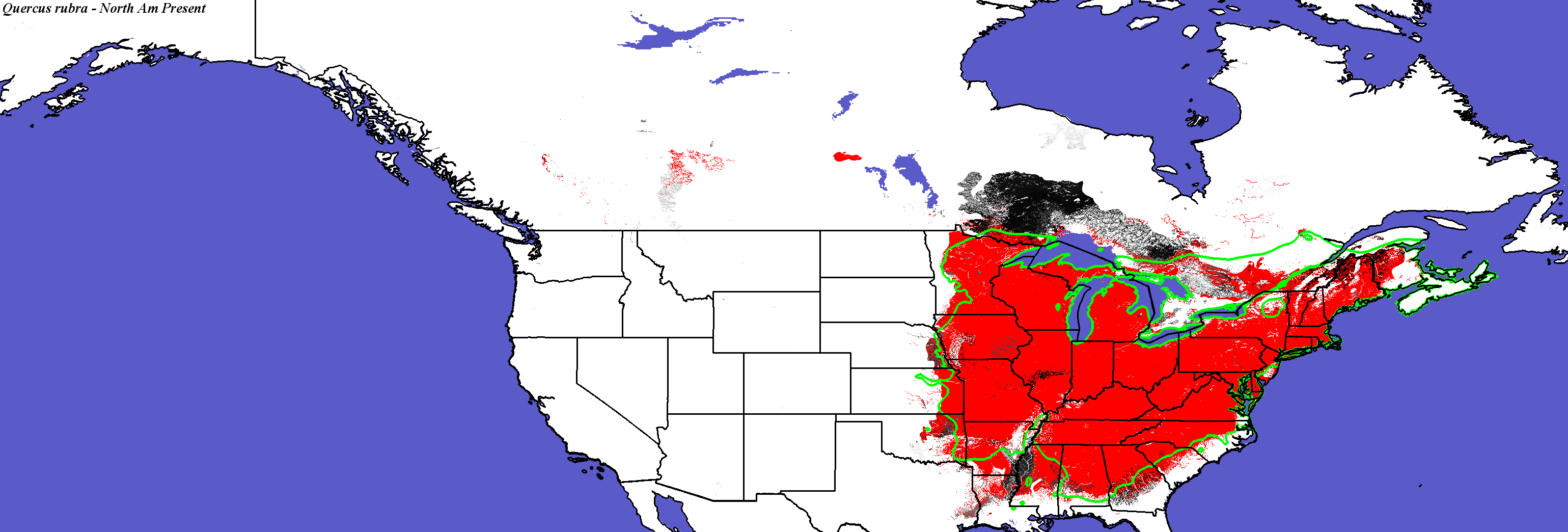 Home Range Shifts for Quercus_rubra Predicted Under Climatic Change